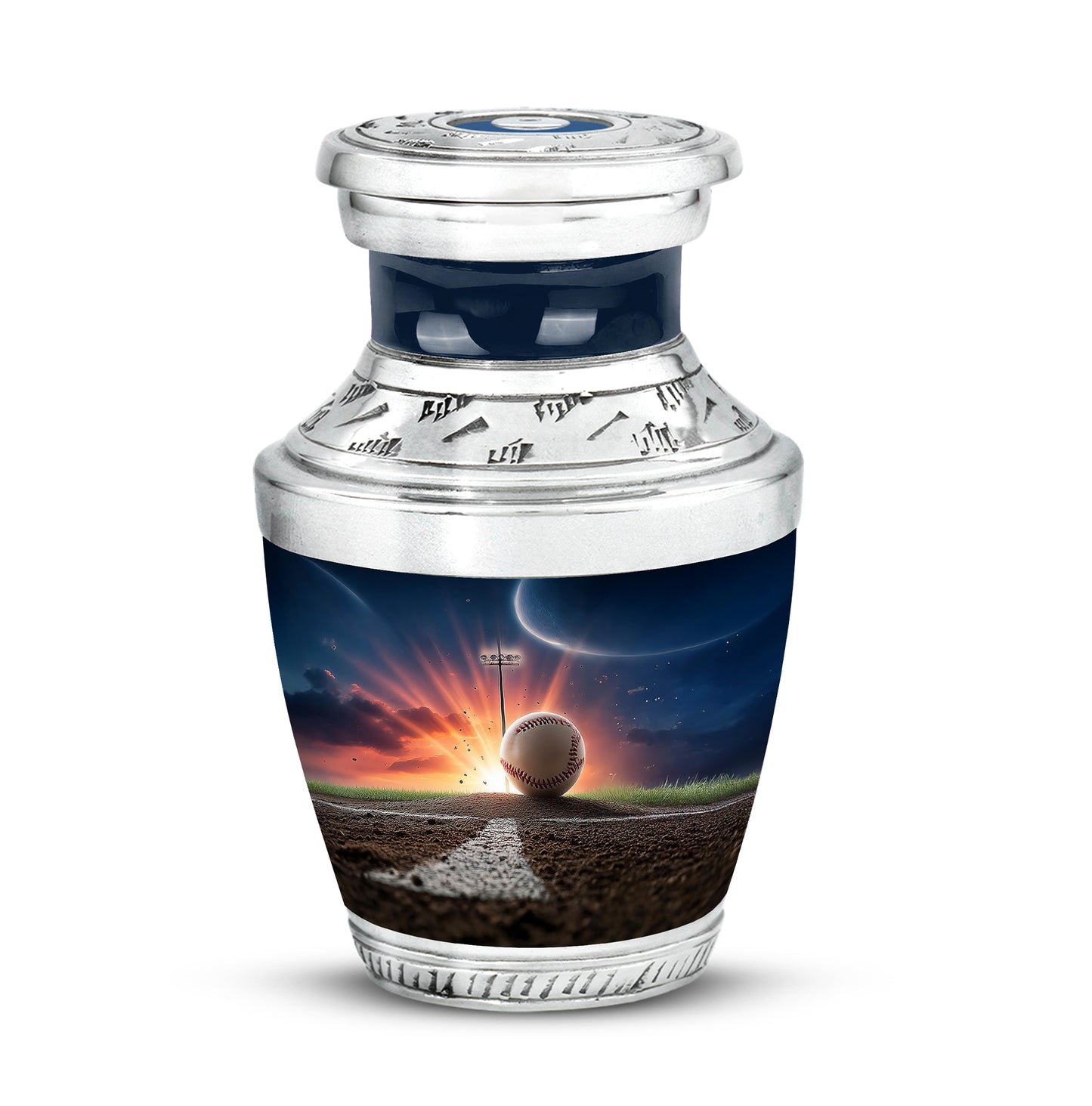 Blue Exquisite Baseball Memorial Urn for Ashes - 10-inch, 200 cu in - Yatskia