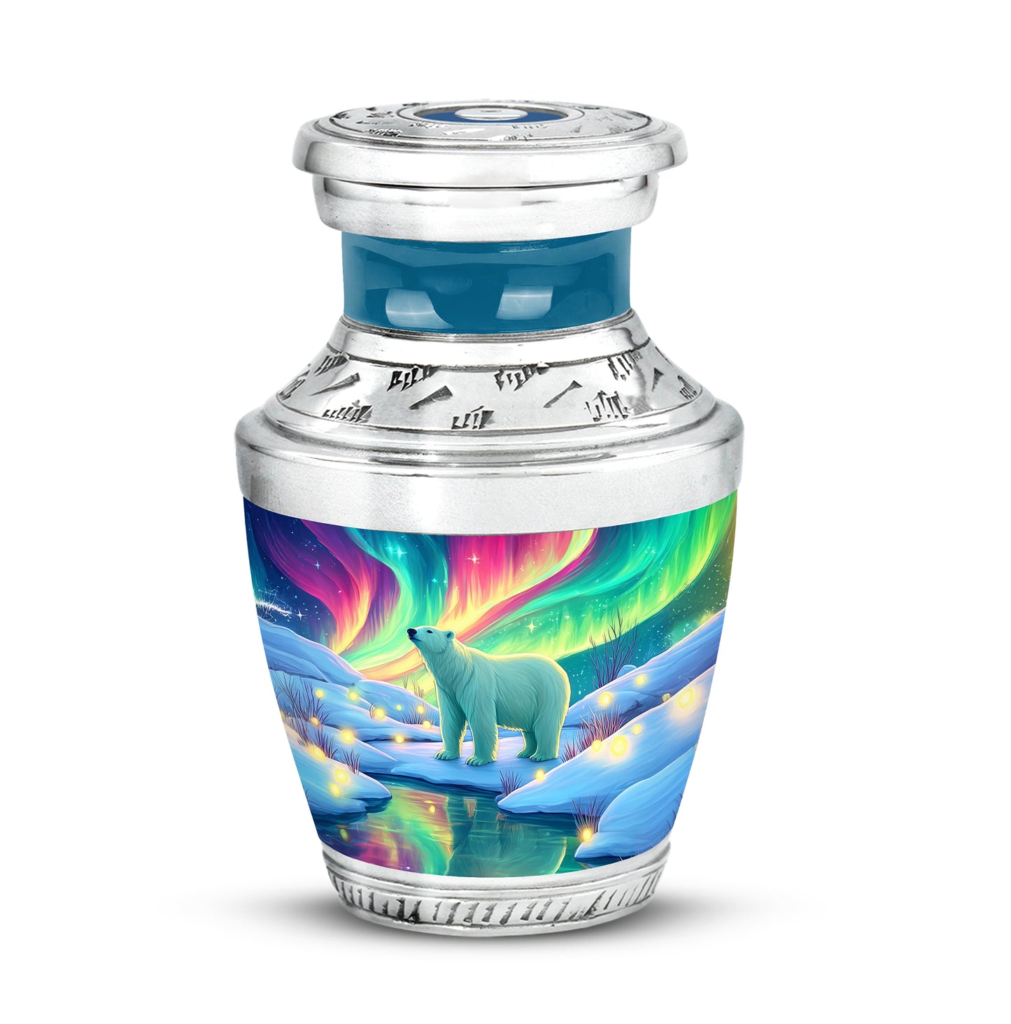 Personalized Refined Bear Cremation Urns - Teal 10-inch, 200 cu in - Yatskia
