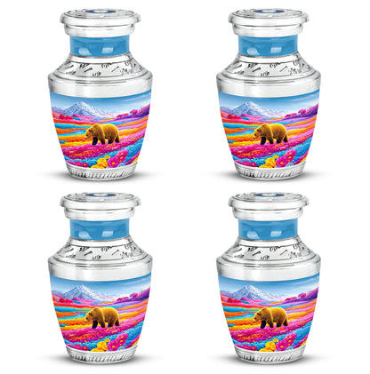 Icy Blue Bear Cremation Urn back view with polished surface - contemporary bear design with modern artistic flair - 10 inch aluminum urn for cremated remains