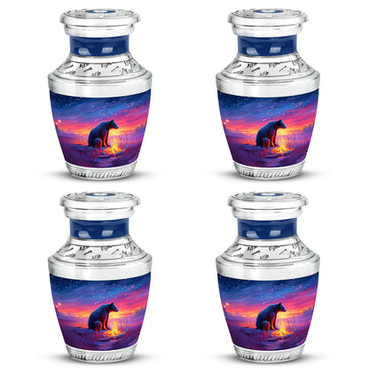Celestial Blue Bear Cremation Urn back view with polished surface - contemporary bear design with modern artistic flair - 10 inch aluminum urn for cremated remains