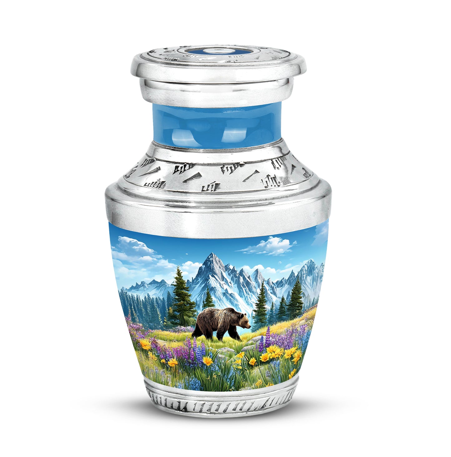Personalized Eternal Bear Cremation Urns - Blue 10-inch, 200 cu in - Yatskia