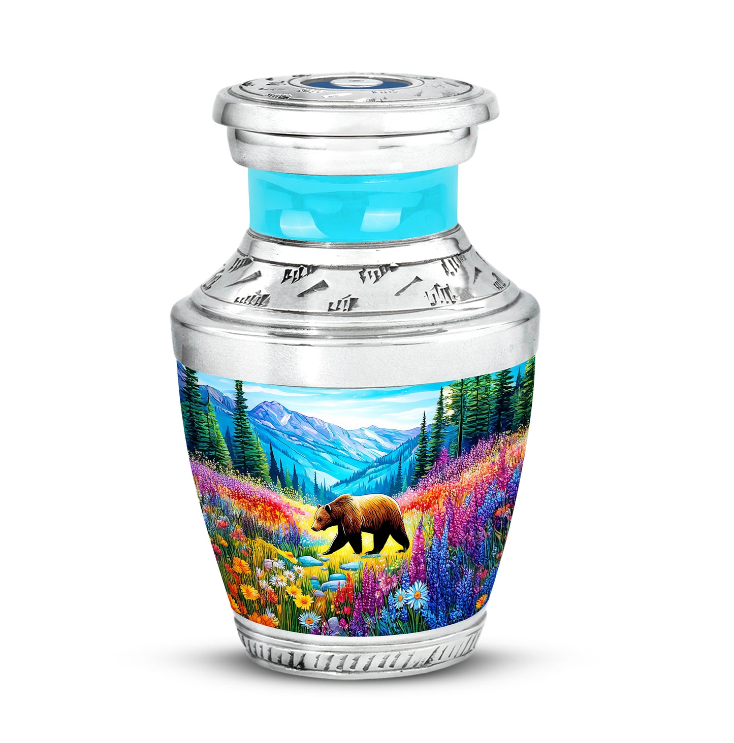 Personalized Teal Heavenly Bear Cremation Urns for Human Ashes - 10-inch, 200 cu in - Yatskia