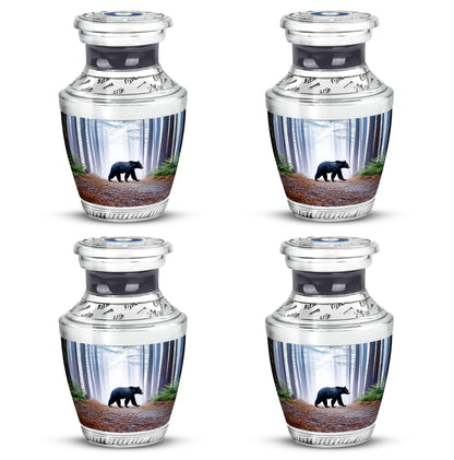 Royal Blue Bear Cremation Urn back view with polished surface - artistic bear interpretation with creative detail - 10 inch aluminum urn for cremated remains