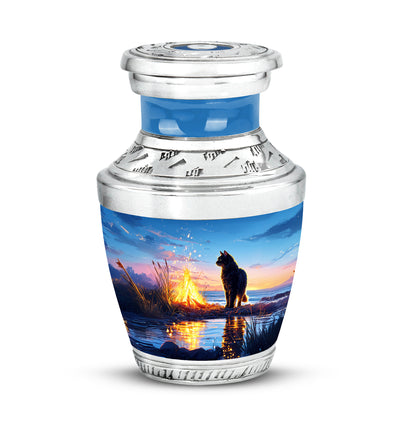 Personalized Blue Cat Cremation Urns for Ashes - Captivating 10-inch - Yatskia