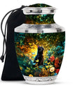 Black Cat Cremation Urn for Human Ashes - Colorful Butterflies Memorial Urn