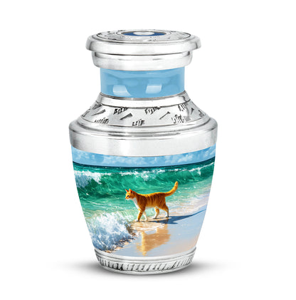 Hallowed Cat Cremation Urns for Human Ashes - Blue 10-inch - Yatskia