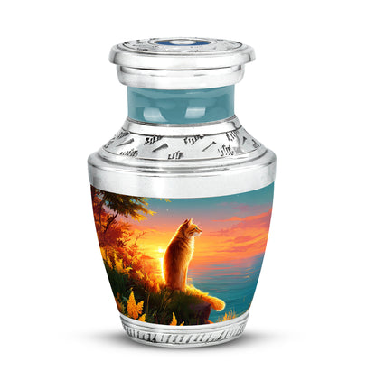 Lustrous Cat Cremation Urns for Human Ashes - Teal - Yatskia