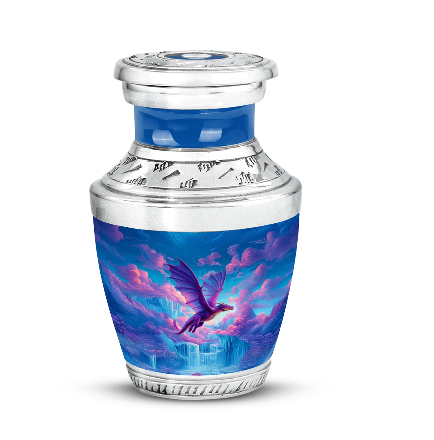 Blue Comforting Dragon Memorial Urn for Ashes - 10-inch, 200 cu in - Yatskia