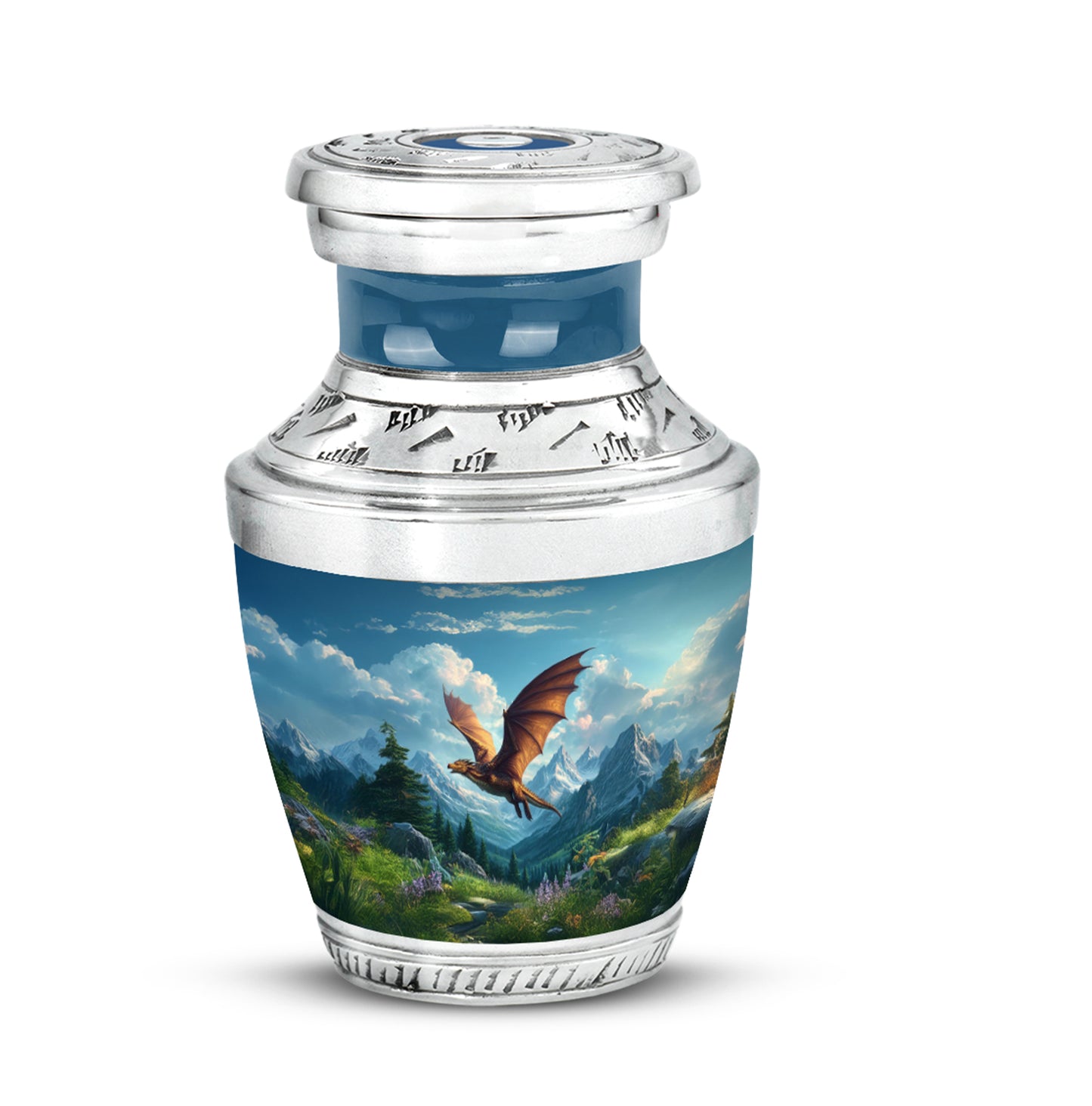 Personalized Blue Cherished Dragon Cremation Urns for Human Ashes - 10-inch, 200 cu in - Yatskia