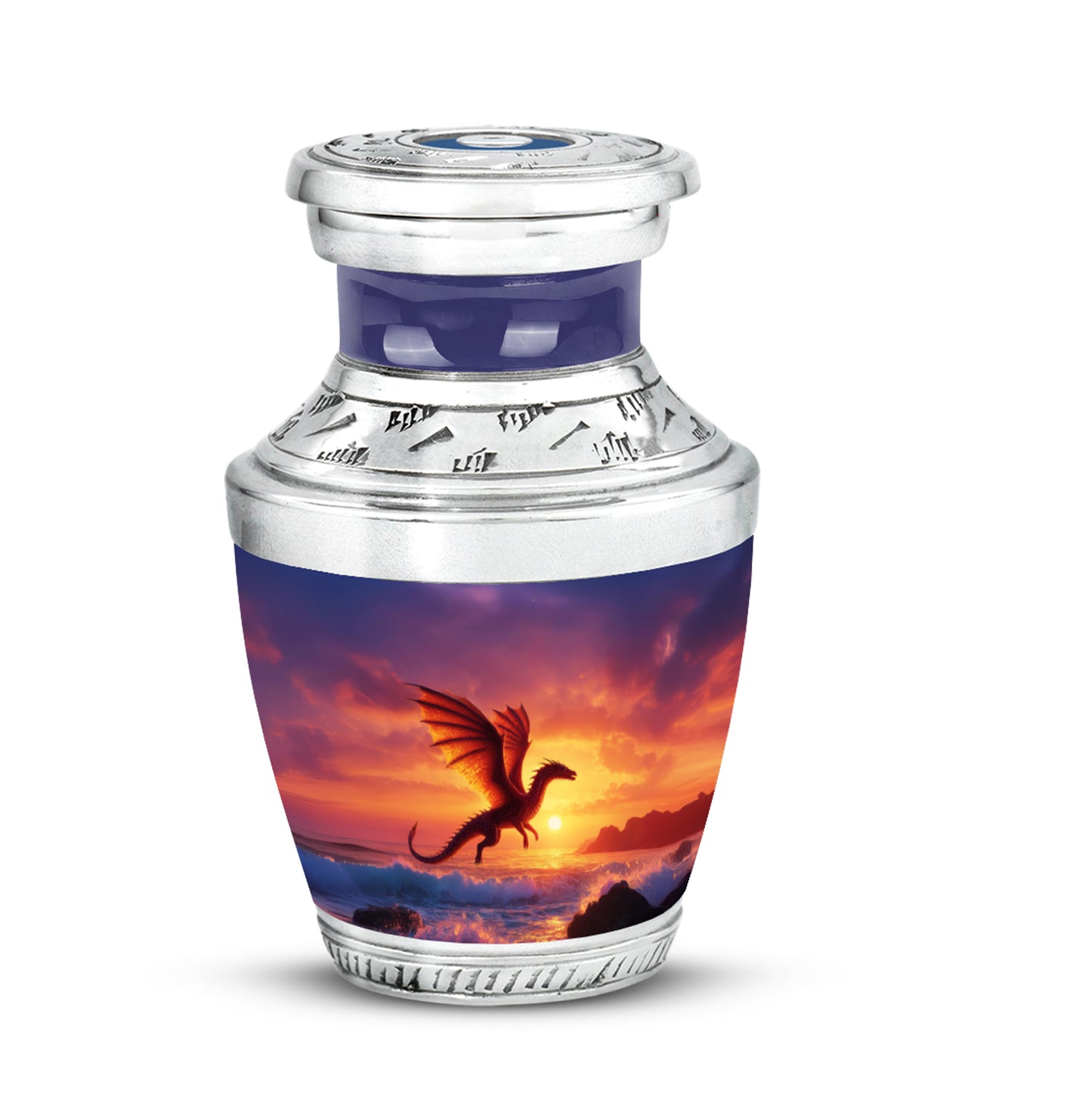 Purple Breathtaking Dragon Memorial Urn for Ashes - 10-inch, 200 cu in - Yatskia