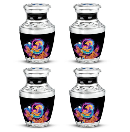 Deep Black Dragon Cremation Urn back view with polished surface - contemporary dragon design with modern artistic flair - 10 inch aluminum urn for cremated remains