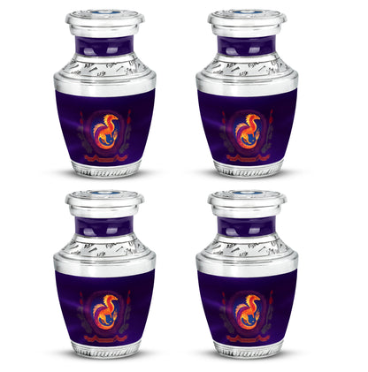 Twilight Purple Dragon Cremation Urn back view with polished surface - artistic dragon interpretation with creative detail - 10 inch aluminum urn for cremated remains