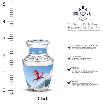 Azure Dragon Cremation Urn top-down view of secure threaded lid - contemporary dragon design with modern artistic flair - mini keepsake memorial for portion of cremation ashes