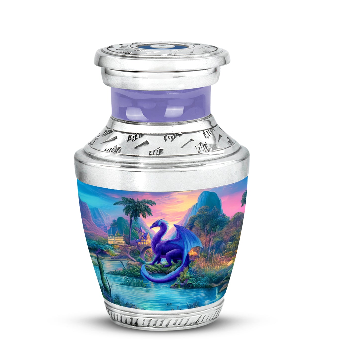 Ethereal Dragon Memorial Cremation Urns - Blue 10-inch, 200 cu in - Yatskia
