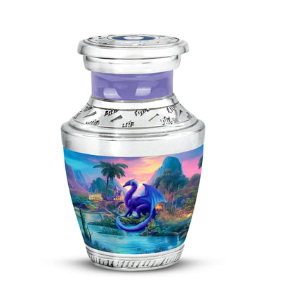Ethereal Dragon Memorial Cremation Urns - Blue 10-inch, 200 cu in - Yatskia