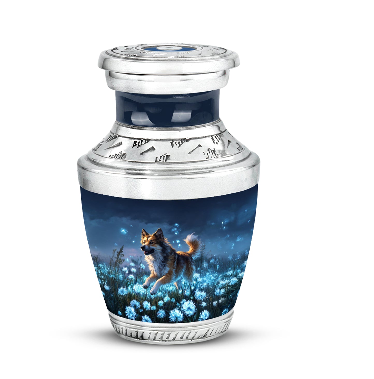 Dignified Blue Dog Cremation Urn for Ashes - 10-inch, 200 cu in - Yatskia