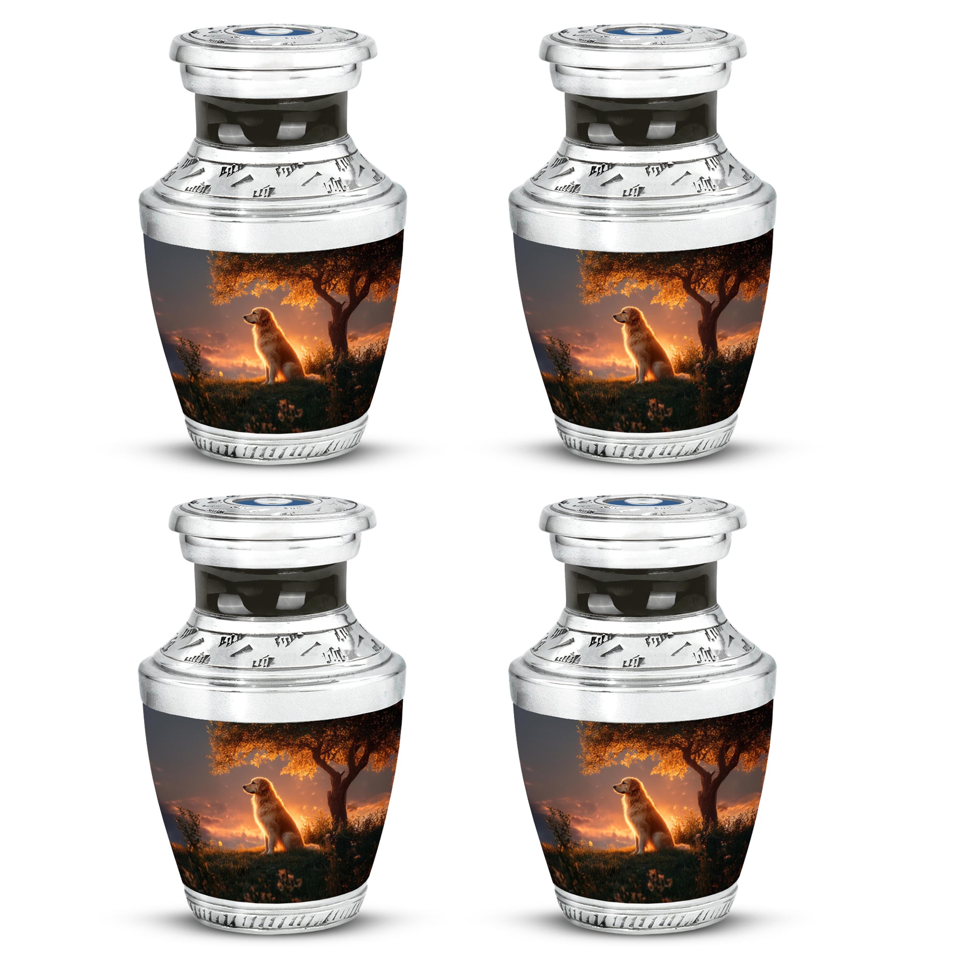 Ebony Dog Cremation Urn back view with polished surface - contemporary dog design with modern artistic flair - 10 inch aluminum urn for cremated remains