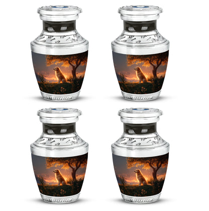 Ebony Dog Cremation Urn back view with polished surface - contemporary dog design with modern artistic flair - 10 inch aluminum urn for cremated remains