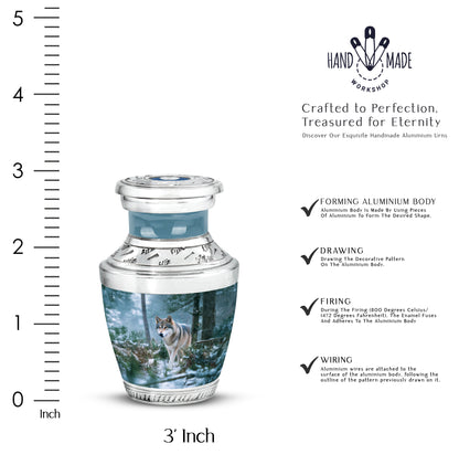 Celestial Blue Dog Cremation Urn top-down view of secure threaded lid - contemporary dog design with modern artistic flair - mini keepsake memorial for portion of cremation ashes