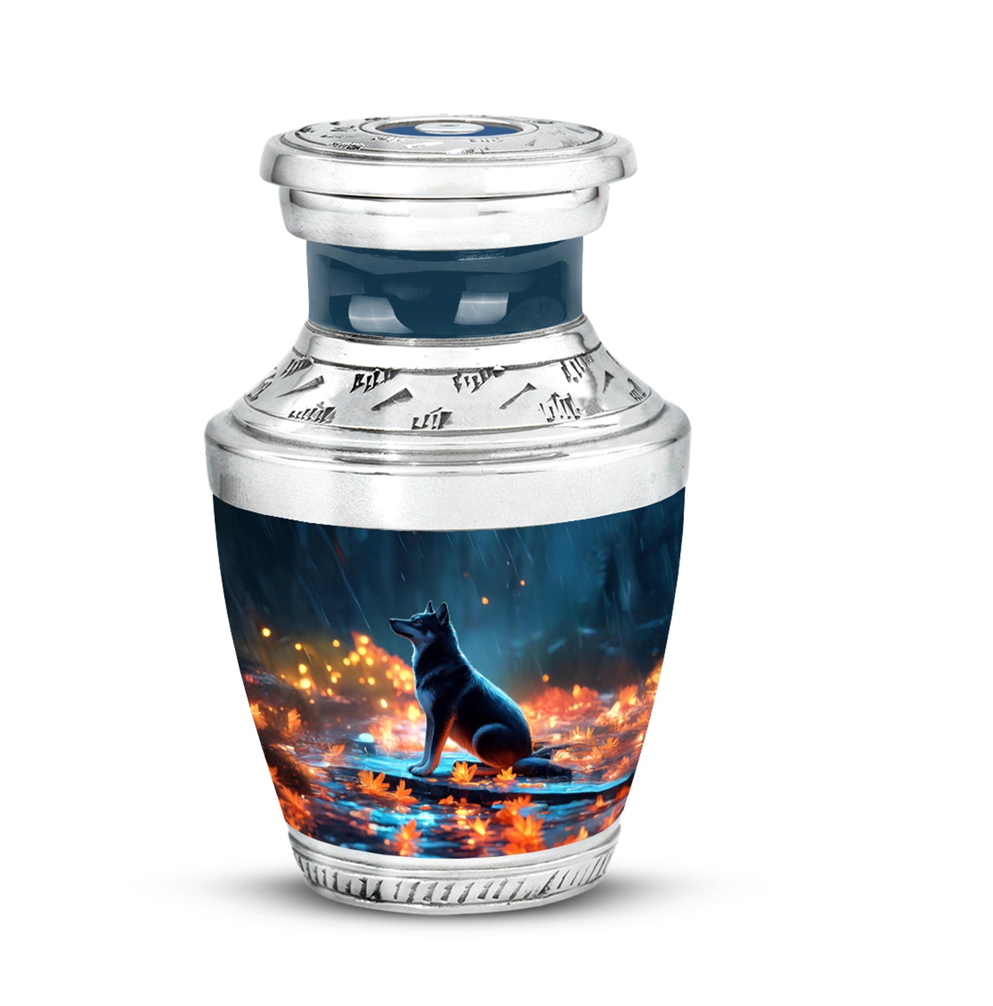 Personalized Dog Cremation Urns - Wondrous Blue 10-inch, 200 cu in - Yatskia