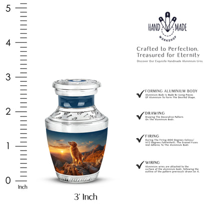 Powder Blue Dog Cremation Urn top-down view of secure threaded lid - contemporary dog design with modern artistic flair - mini keepsake memorial for portion of cremation ashes