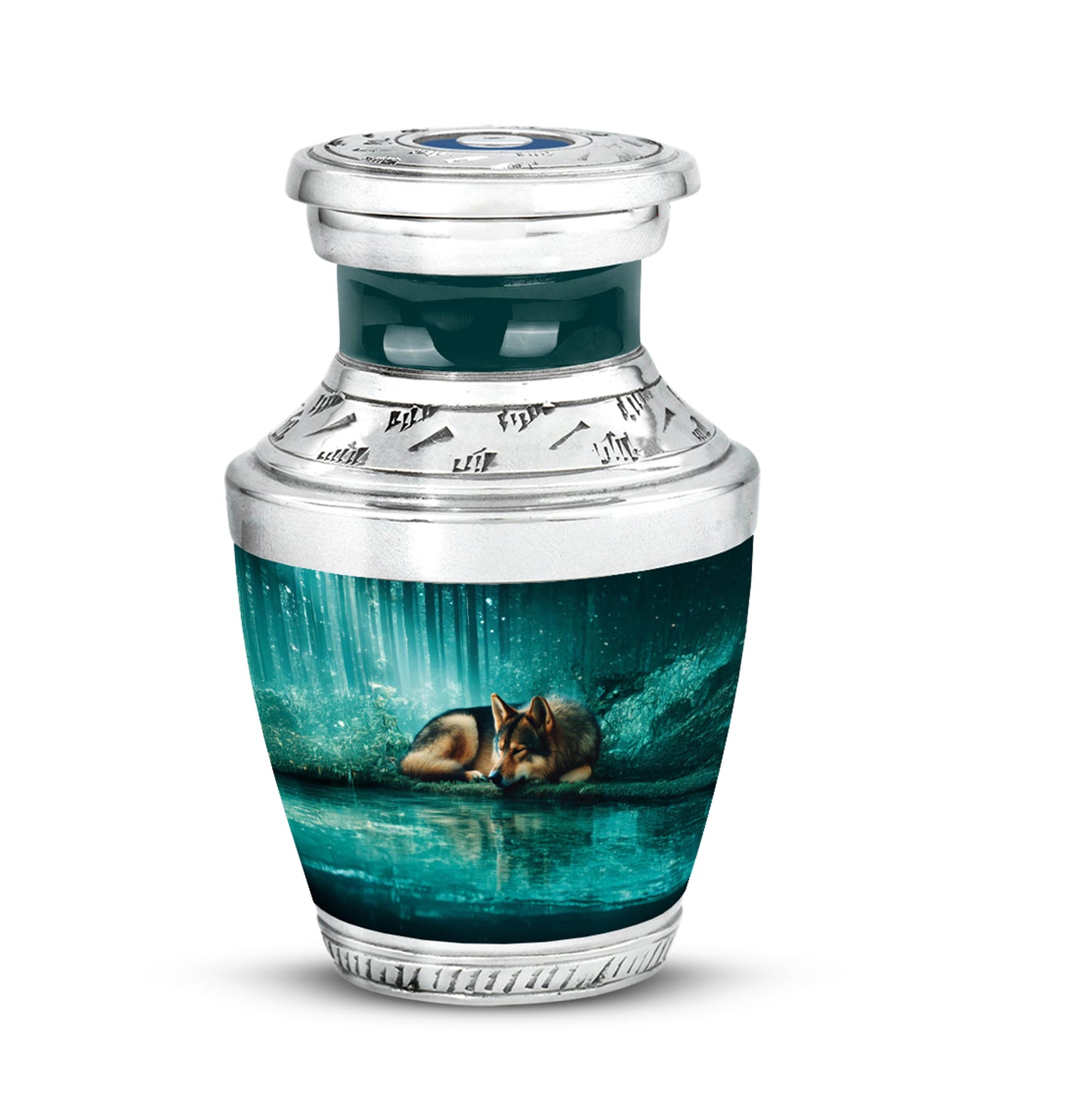 Stunning Teal Dog Comfort Urn for Human Ashes - 10-inch, 200 cu in - Yatskia