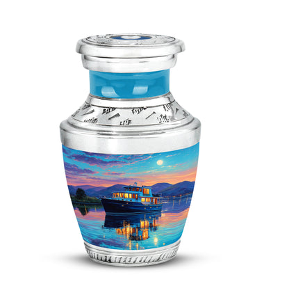 Teal Boat Cremation Urns - Opulent Promise 10-inch, 200 cu in - Yatskia