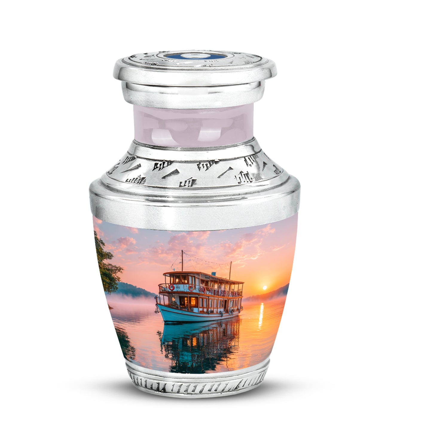 Personalized Red Steadfast Boat Cremation Urns for Human Ashes - 10-inch, 200 cu in - Yatskia