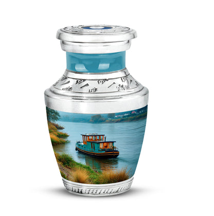 Teal Boat Cremation Urns - Enduring Sentinel 10-inch, 200 cu in - Yatskia