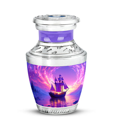 Purple Sacred Boat Cremation Urns for Human Ashes - 10-inch, 200 cu in - Yatskia