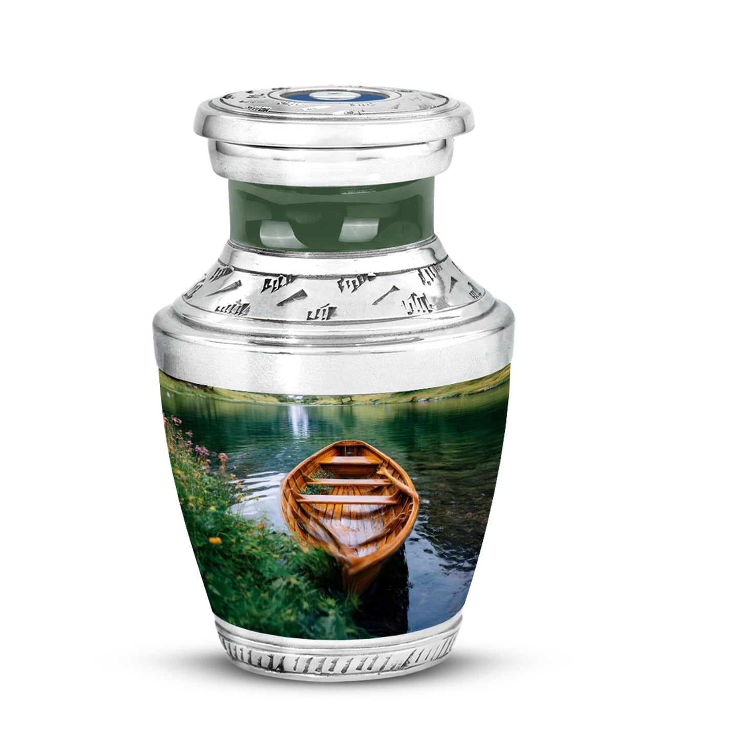Green Boat Heritage Cremation Urns for Human Ashes - 10-inch, 200 cu in - Yatskia