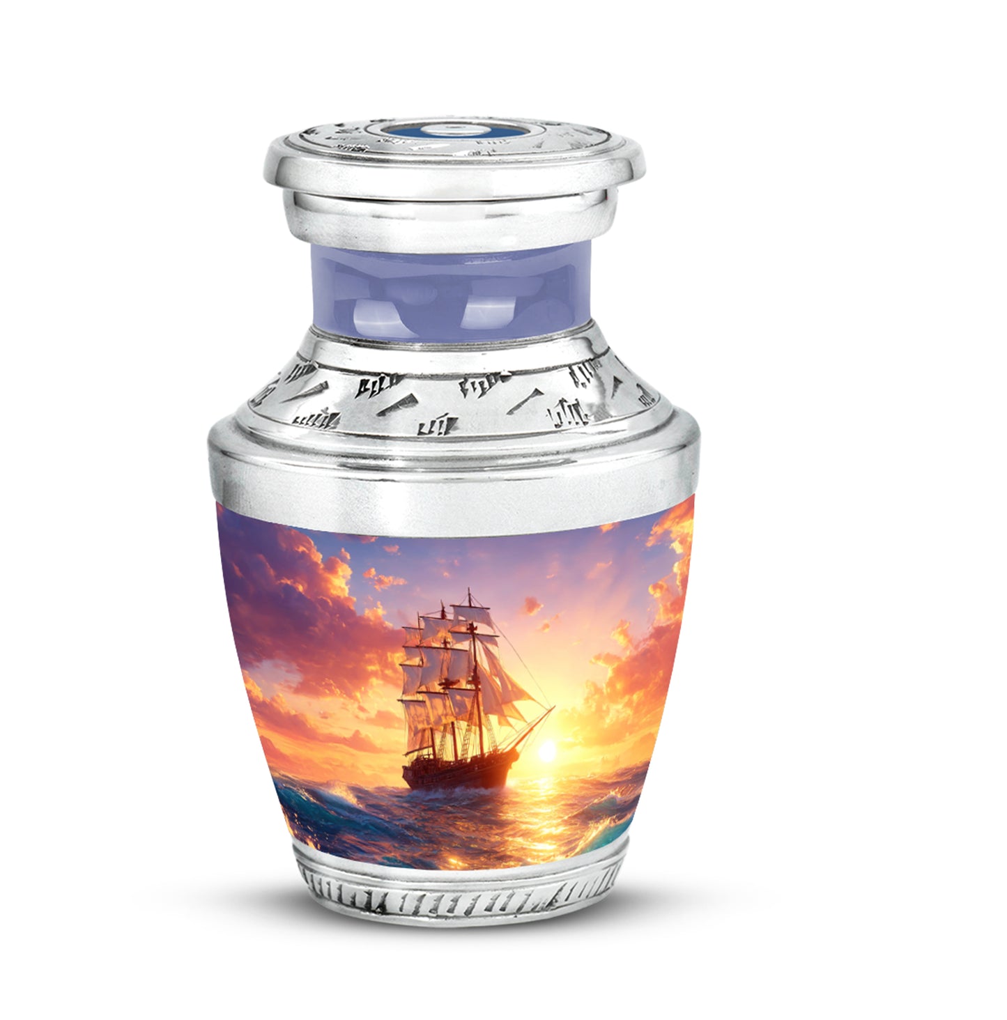Personalized Blue Boat Cremation Urns for Ashes - Majestic 10-inch - Yatskia