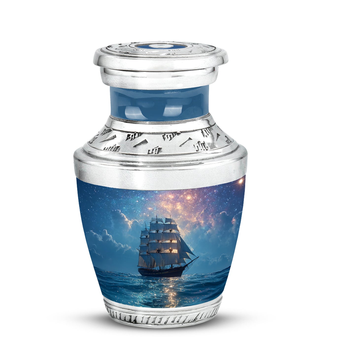 Personalized Boat Cremation Urns - Tranquil Blue 10-inch, 200 cu in - Yatskia