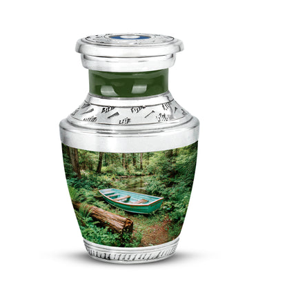 Dignified Green Boat Cremation Urn for Ashes - 10-inch, 200 cu in - Yatskia