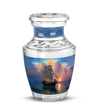 Remarkable Boat Memorial Cremation Urns - Blue 10-inch, 200 cu in - Yatskia