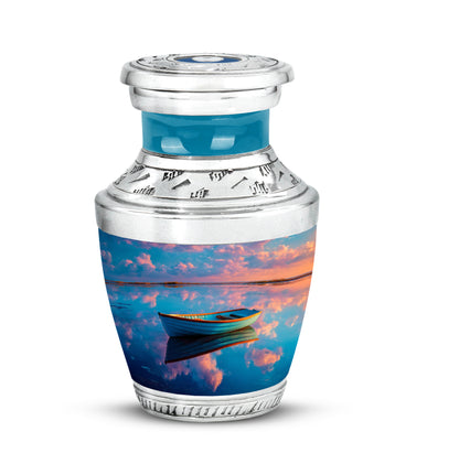 Radiant Boat Memorial Cremation Urns - Blue 10-inch, 200 cu in - Yatskia
