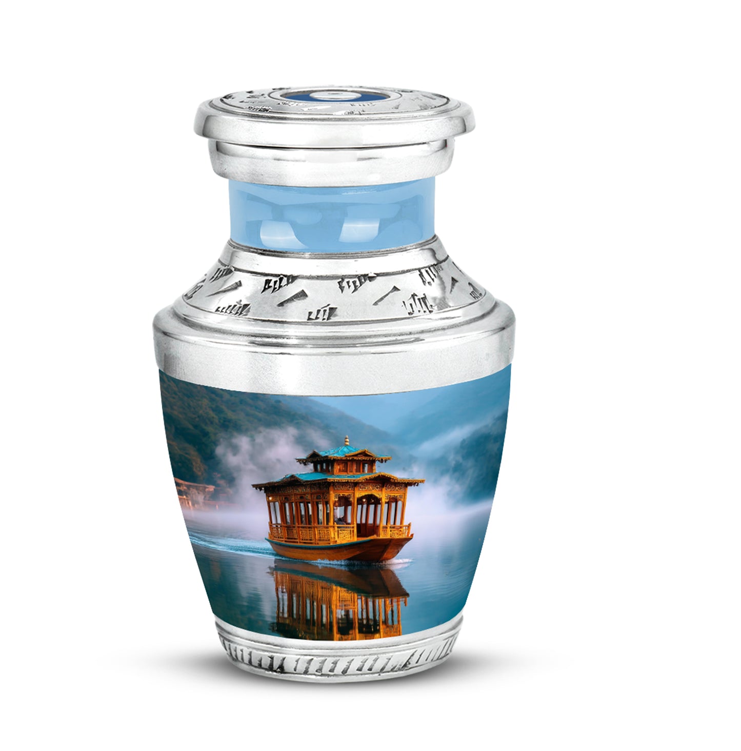 Personalized Blue Boat Cremation Urns for Ashes - Majestic 10-inch - Yatskia