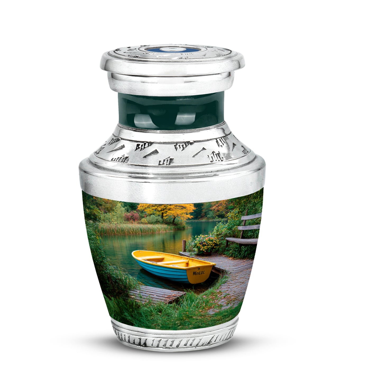 Harmonious Boat Cremation Urns for Human Ashes - Teal 10-inch - Yatskia