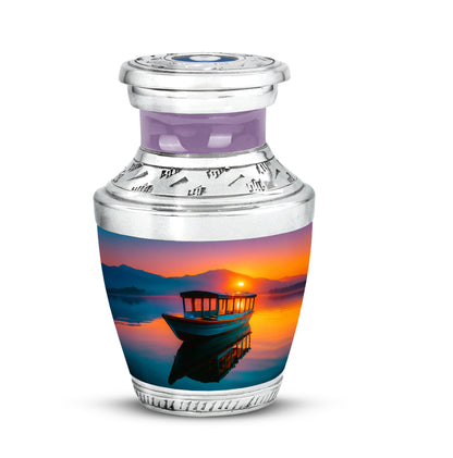 Red Serene Boat Memorial Urn for Ashes - 10-inch, 200 cu in - Yatskia