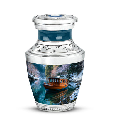 Personalized Seraphic Boat Cremation Urns - Blue 10-inch, 200 cu in - Yatskia