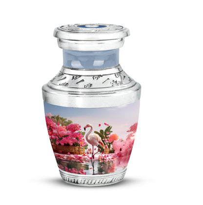 Personalized Silver Revered Flamingo Cremation Urns for Human Ashes - 10-inch, 200 cu in - Yatskia