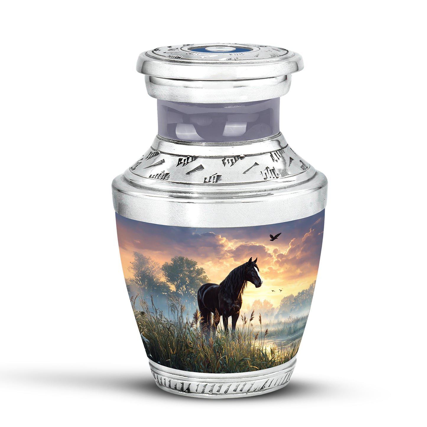 Black Horse Cremation Urns - Opulent Honor 10-inch, 200 cu in - Yatskia