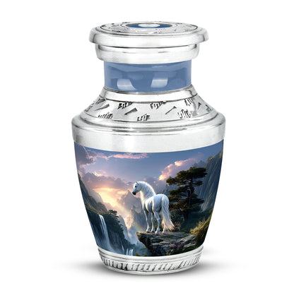 Inspiring Blue Horse Sanctuary Urn for Human Ashes - 10-inch, 200 cu in - Yatskia