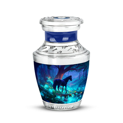 Distinguished Blue Horse Cremation Urn for Ashes - 10-inch, 200 cu in - Yatskia