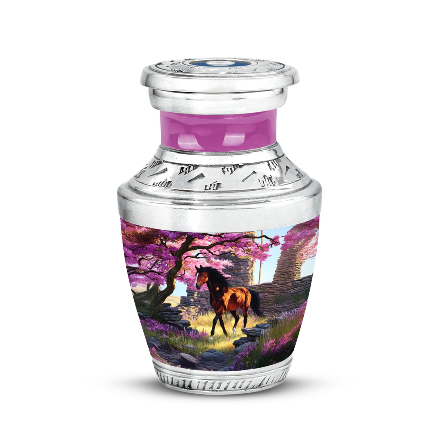 Personalized Pink Heavenly Horse Cremation Urns for Human Ashes - 10-inch, 200 cu in - Yatskia