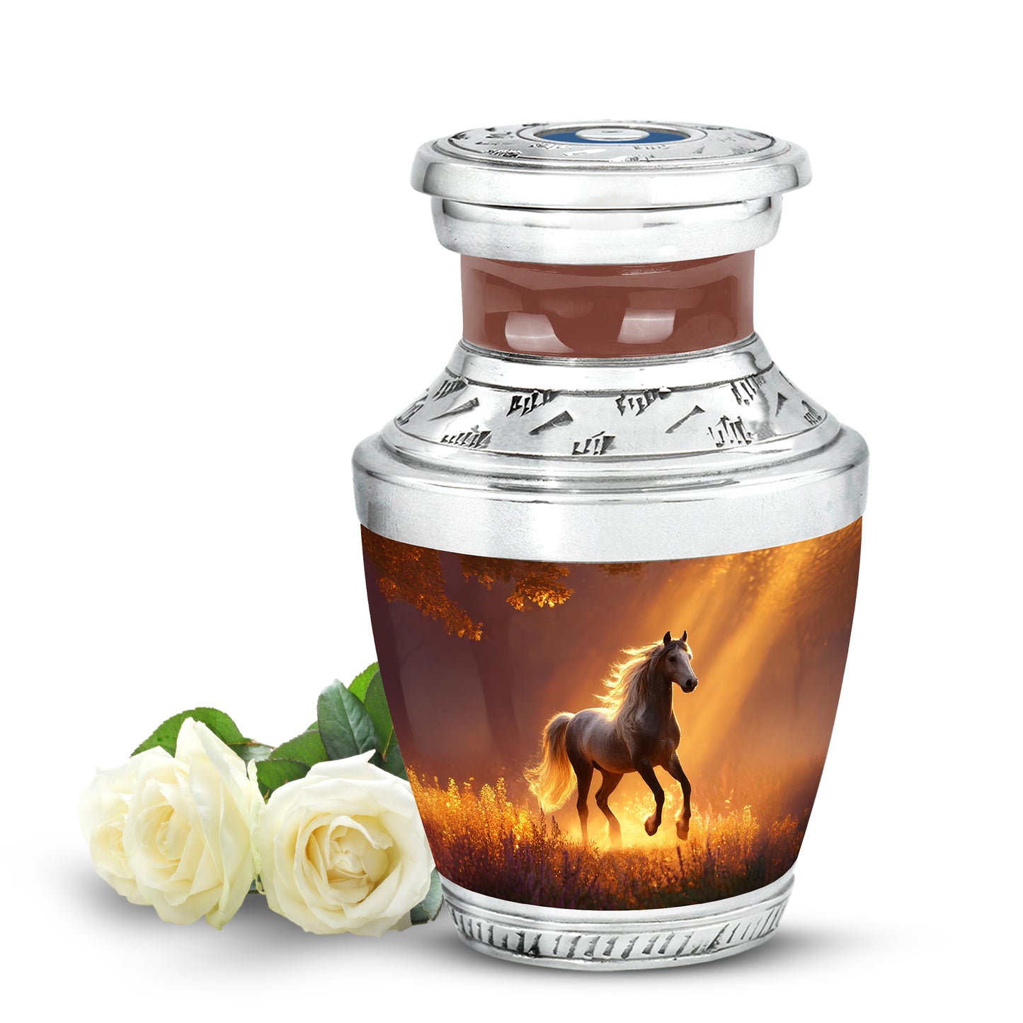 Graceful Red Horse Celebration Urn for Human Ashes - 10-inch, 200 cu in - Yatskia