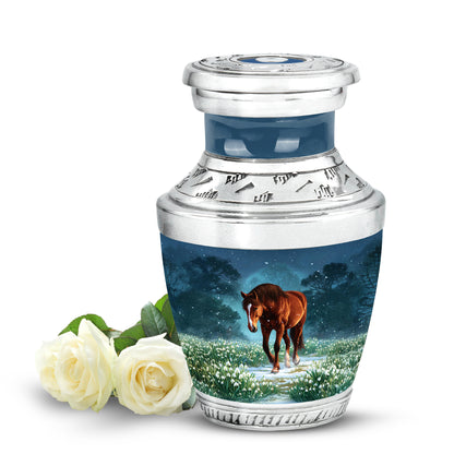 Blue Stately Horse Cremation Urns for Human Ashes - 10-inch, 200 cu in - Yatskia