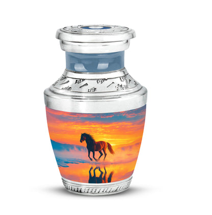 Stunning Blue Horse Resting Place Urn for Human Ashes - 10-inch, 200 cu in - Yatskia