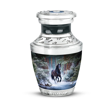 Ethereal Horse Memorial Cremation Urns - Blue 10-inch, 200 cu in - Yatskia