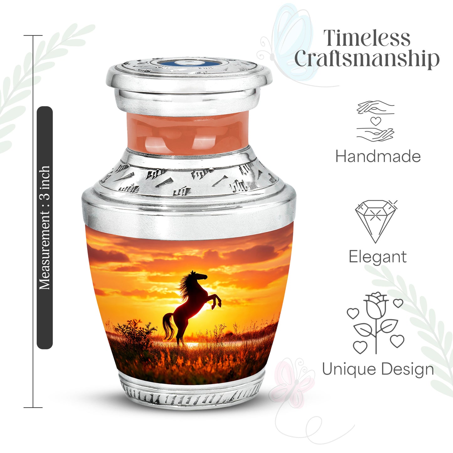 Burgundy Red Horse Cremation Urn top-down view of secure threaded lid - contemporary horse design with modern artistic flair - mini keepsake memorial for portion of cremation ashes